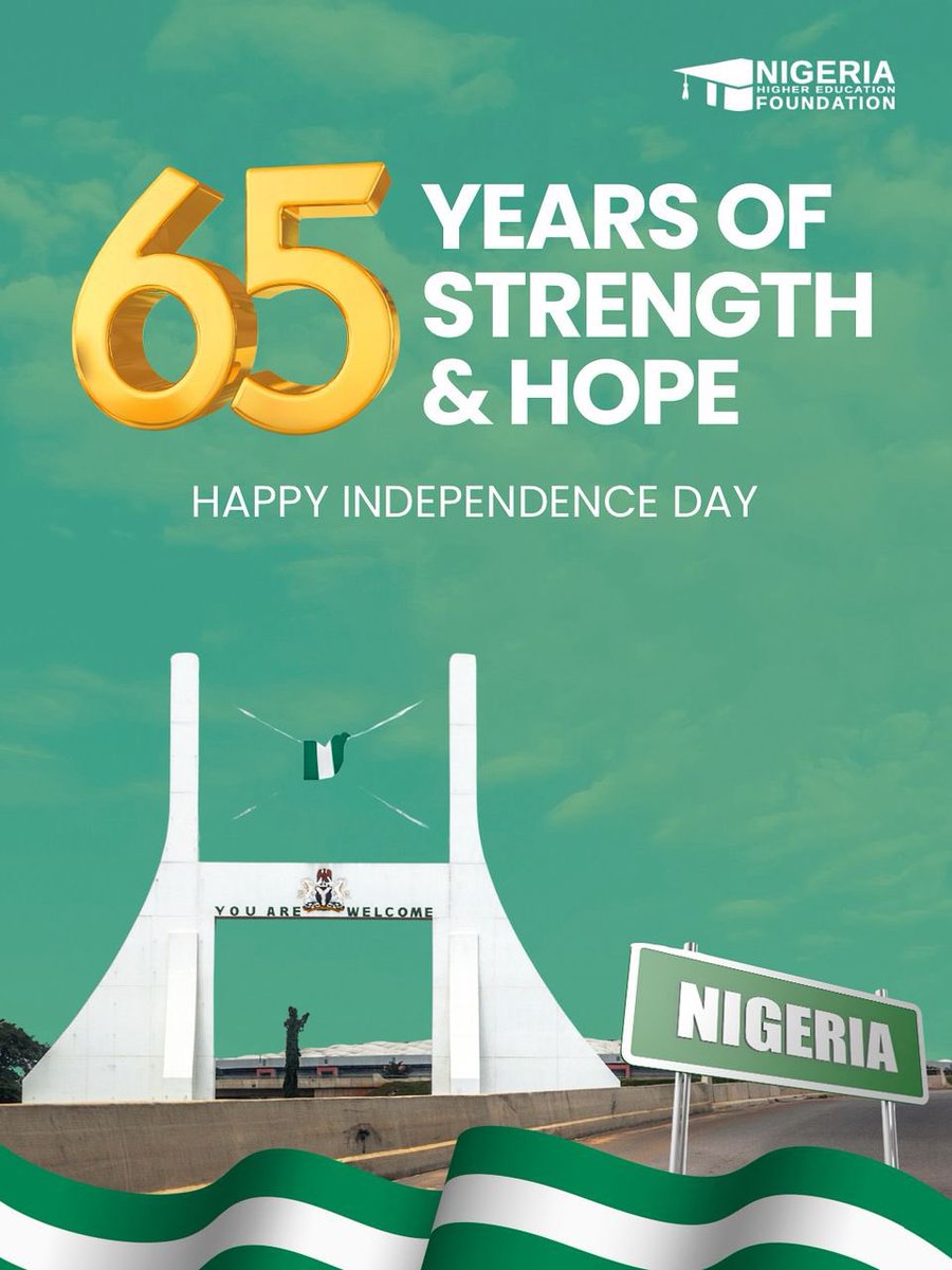 TheNHEF's tweet photo. 65 years of resilience, unity, and progress. Today we celebrate Nigeriaโour heritage, our people, and our future. ๐ณ๐ฌโจ Happy Independence Day!#NHEF https://t.co/K4TdzItgeW