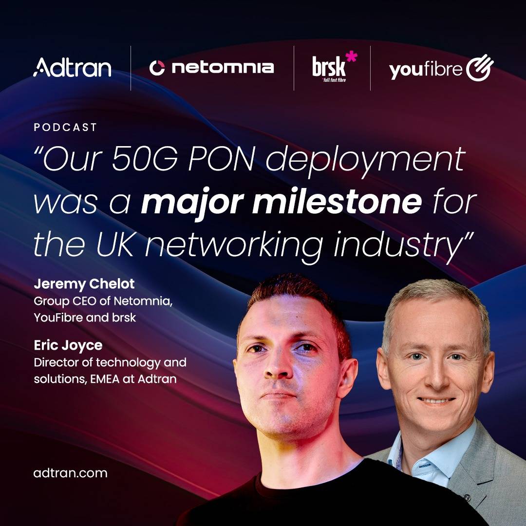 Adtran's tweet photo. Last week at #ConnectedBritain, Adtran’s Eric Joyce joined Jeremy Chelot, Group CEO of Netomnia, YouFibre and brsk, to discuss a key industry milestone – the UK’s first commercial 50G PON deployment. 🚀
Listen to the full discussion on The Net Works 🎤 https://t.co/jWA0klCiRm https://t.co/qb8G2w3XoT