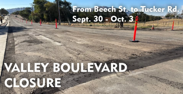 AVOID VALLEY BLVD. 
This is Valley Blvd. between Beech &amp; Tucker as of Tuesday afternoon — the asphalt has been completely ground up as crews prepare for major improvements and new pavement. 

Closed daily: Sept. 30-Oct. 3 from 7 a.m.-5 p.m.