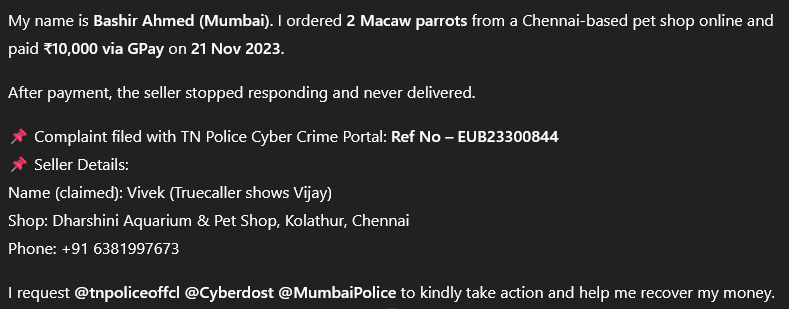 BASHIRAKSH's tweet photo. @tnpoliceoffcl @Cyberdost #CyberCrime #OnlineFraud #ScamAlert @tnpoliceoffl @PoliceTamilnadu @CCBCyberCell @TNCMHelpline https://t.co/SJp40a6S8U