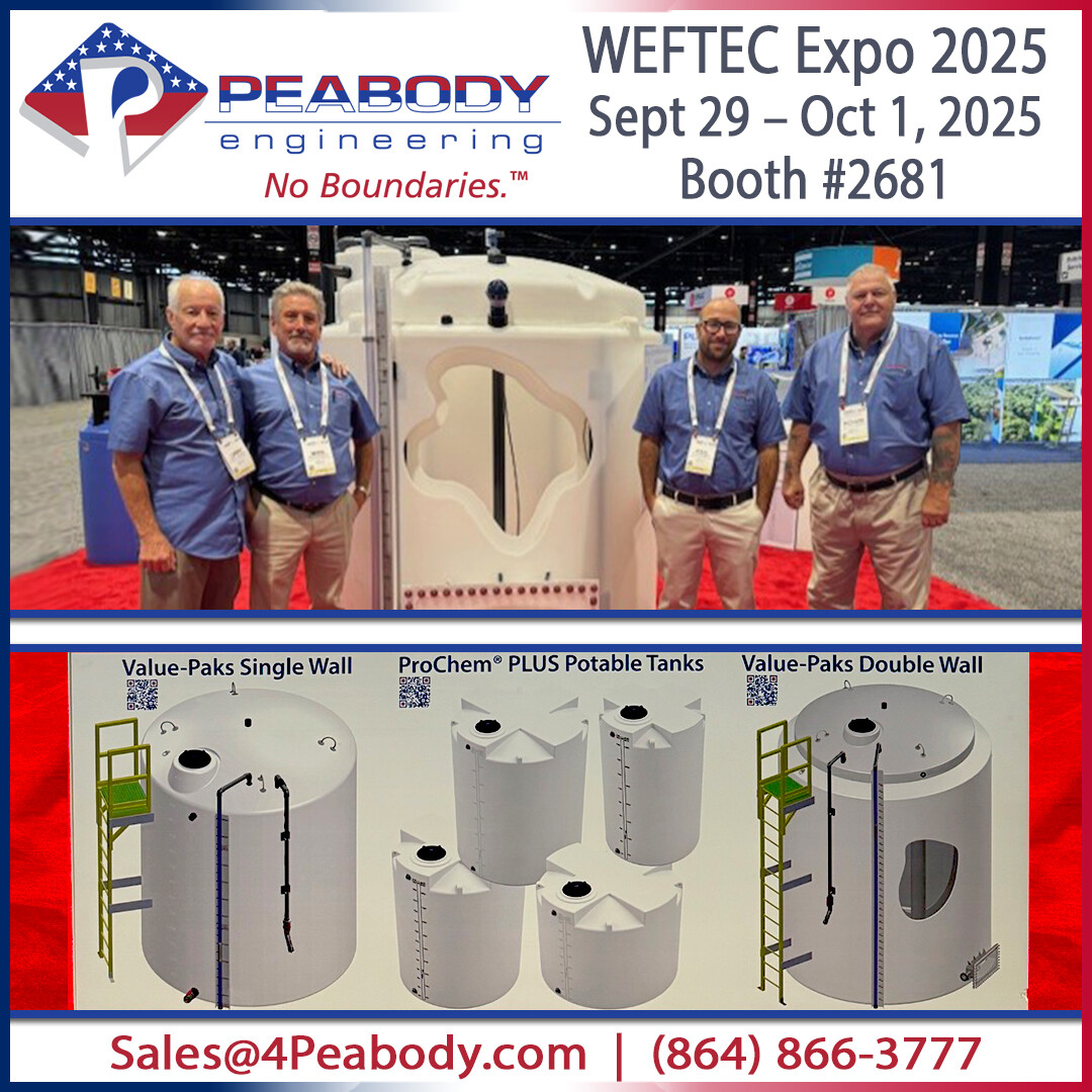Day 3 - still so much to see! Did you get  a chance to stop by Booth #2681 at <a href="/WEFTEC/">WEFTEC</a>  2025? We are eager to show &amp; share our Peabody Tanks &amp; Tank Related Products!

#WEFTEC #WEFTEC25 #WEFTEC2025  #PeabodyTanks #PeabodyProducts #PeabodyEngineering #PeabodyTanks #PeabodyProducts