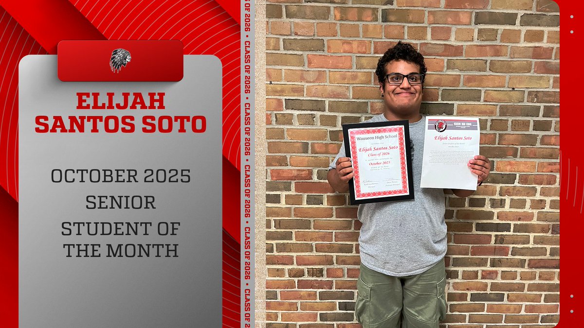 Congratulations to our senior student of the month,  Elijah Santos Soto! Elijah was nominated by Miss Reinking. #WauseonPride