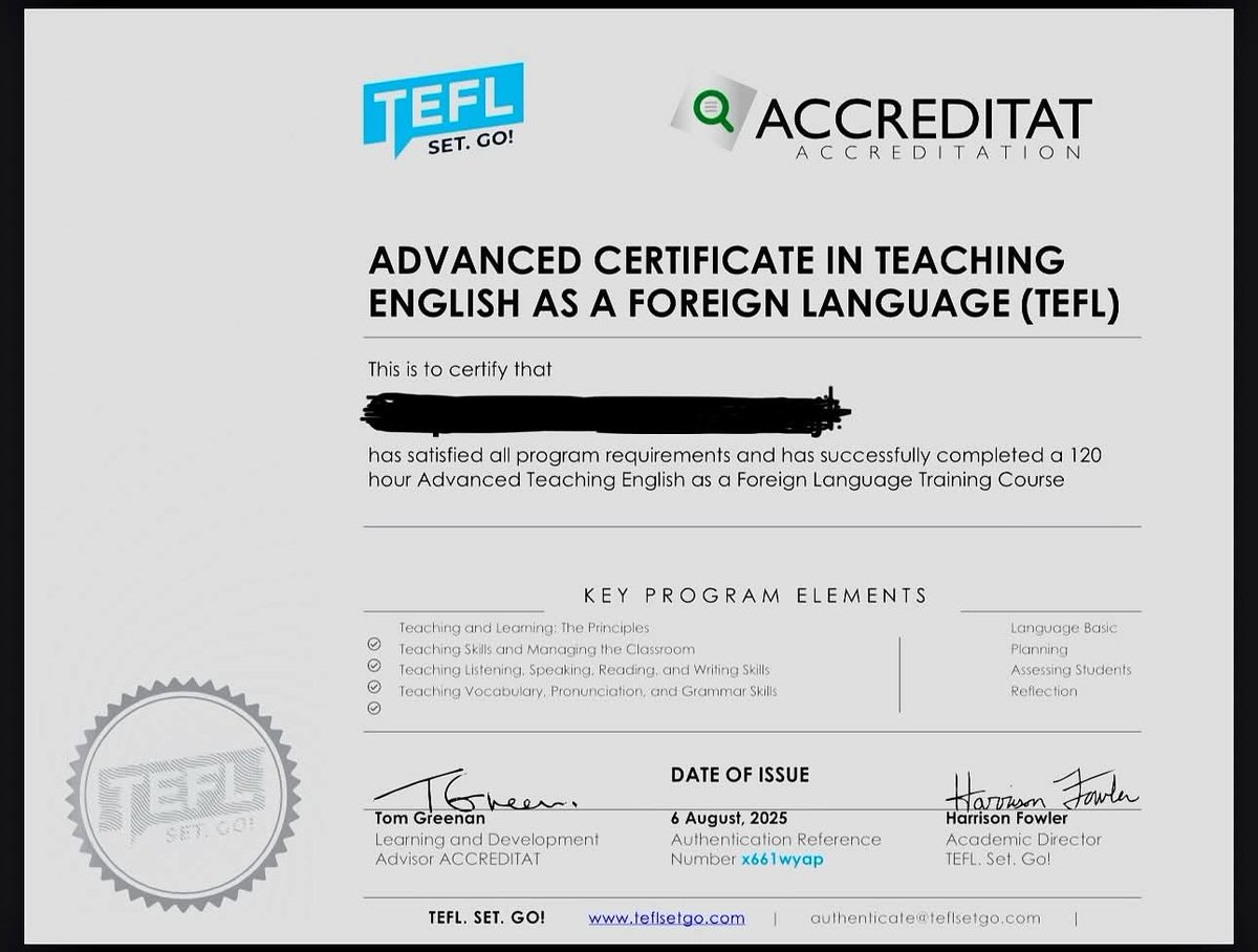 HaneySolutions's tweet image. Another teacher certified and call back in 48 hours!

TEFL Certifications are a boast to your international teaching application,  we help make it happens, with Haney Solutions, we offer 60% discount on every TEFL Certifications on TEFL original price to help you get grounded.