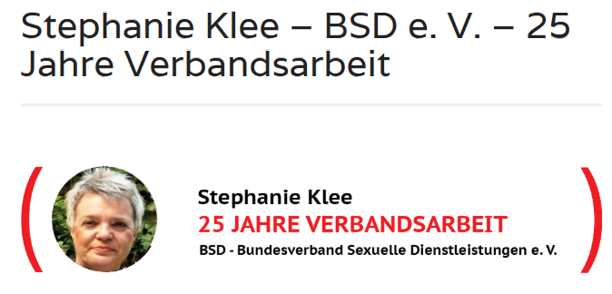 Vorständin Stephanie Klee vom BSD e. V. blickt zurück auf 25 Jahre Verbandsarbeit ... immer aktiv und anpackend: kein-sexkaufverbot.de/2025/08/02/ste…