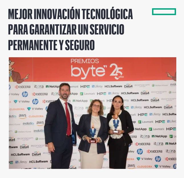 En la pasada XXV edición de los Premios Byte TI 2025, se reconoció a #HPE y al Ministerio de Sanidad por un proyecto que apuesta por la innovación tecnológica para garantizar un servicio continuo y seguro en el Sistema Nacional de Salud. Gracias a la tecnología de HPE, el