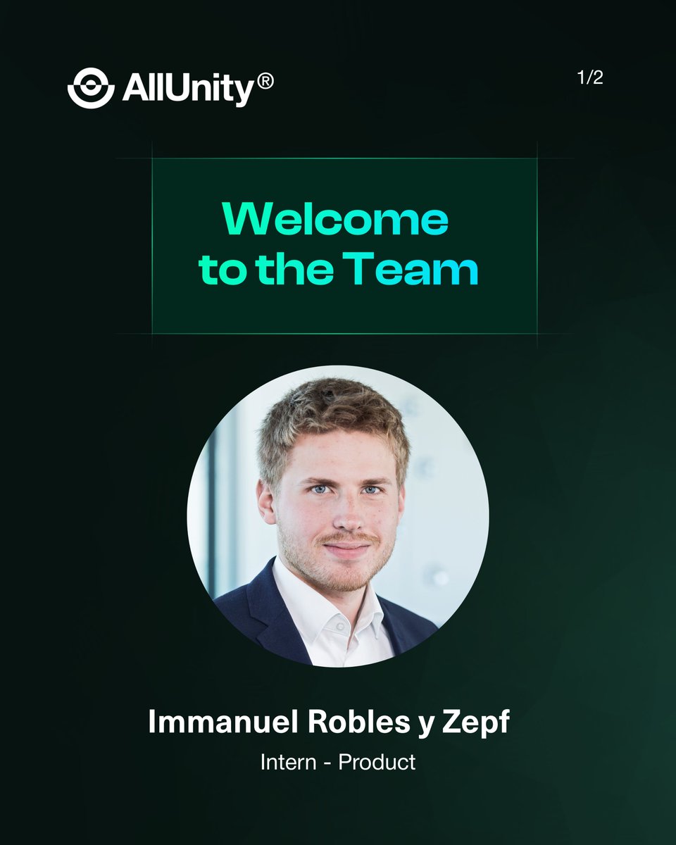 AllUnityStable's tweet image. Welcoming two interns to AllUnity 👋🎓
🚀 Immanuel Robles y Zepf: Intern - Product team. 
🚀 Jeanne D’arc Mamno Fossouo: Intern - Office Management team. 
Welcome aboard, Immanuel and Jeanne. We’re excited to work with you.
 
#AllUnity #JoinAllUnity #EURAU #FutureOfFinance