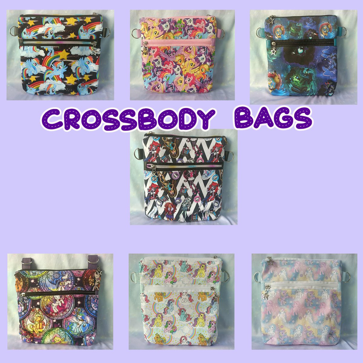 SockJems's tweet photo. Another peek at what I will have at  UK PonyCon this weekend. These cross body bags are a really nice size and 2 pockets.
I love them all!

#mlp #mylittlepony #bagmaker #bagineer #handmadebag #handmade #SmallBusiness https://t.co/RgF6QpjIdx
