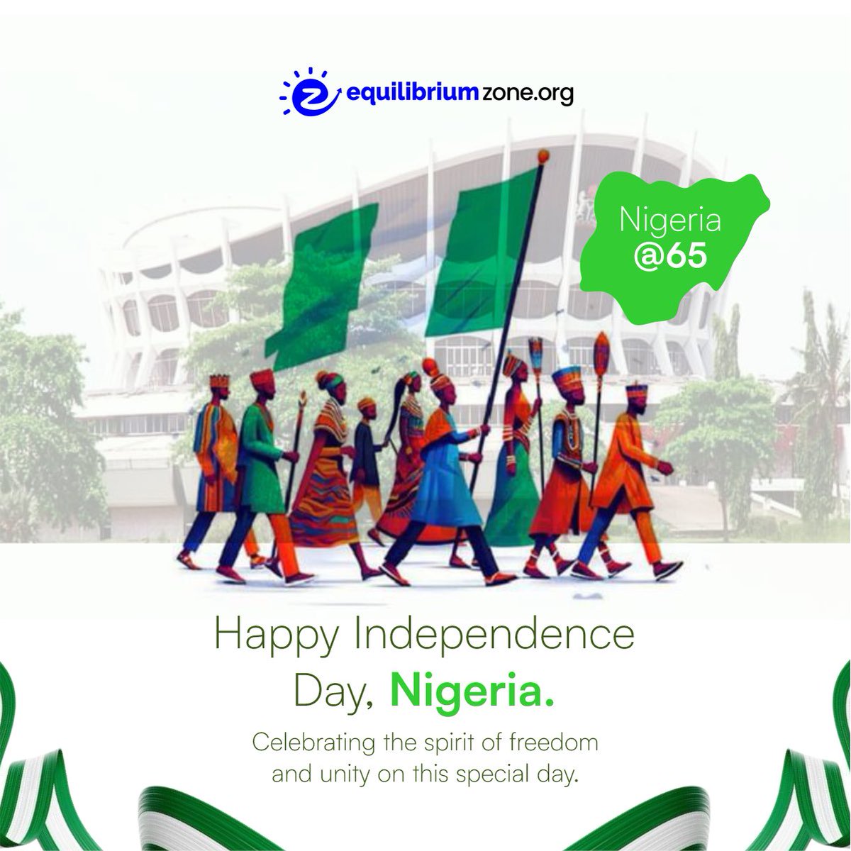 Happy Independence Day, Nigeria! 
Celebrating our resilience, unity, and hope for a better future. 💚🤍💚
#NigeriaAt65 #IndependenceDay