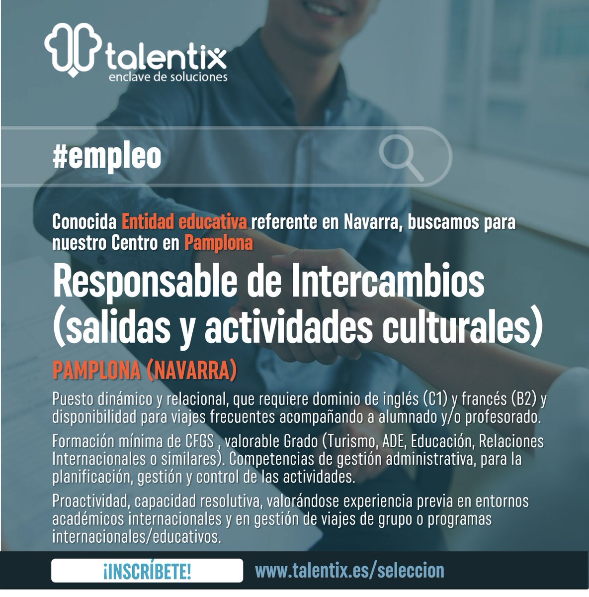 ¡Nueva Vacante en Talentix! Buscamos un/a Responsable de Intercambios, Salidas y Actividades Culturales para unirse a un proyecto apasionante.
ow.ly/BOMm50X4Zjr
#OfertaDeEmpleo #TrabajaConNosotros #TalentixJobs #RecursosHumanos #GestiónDeProyectos #Cultura #PamplonaEmpleo