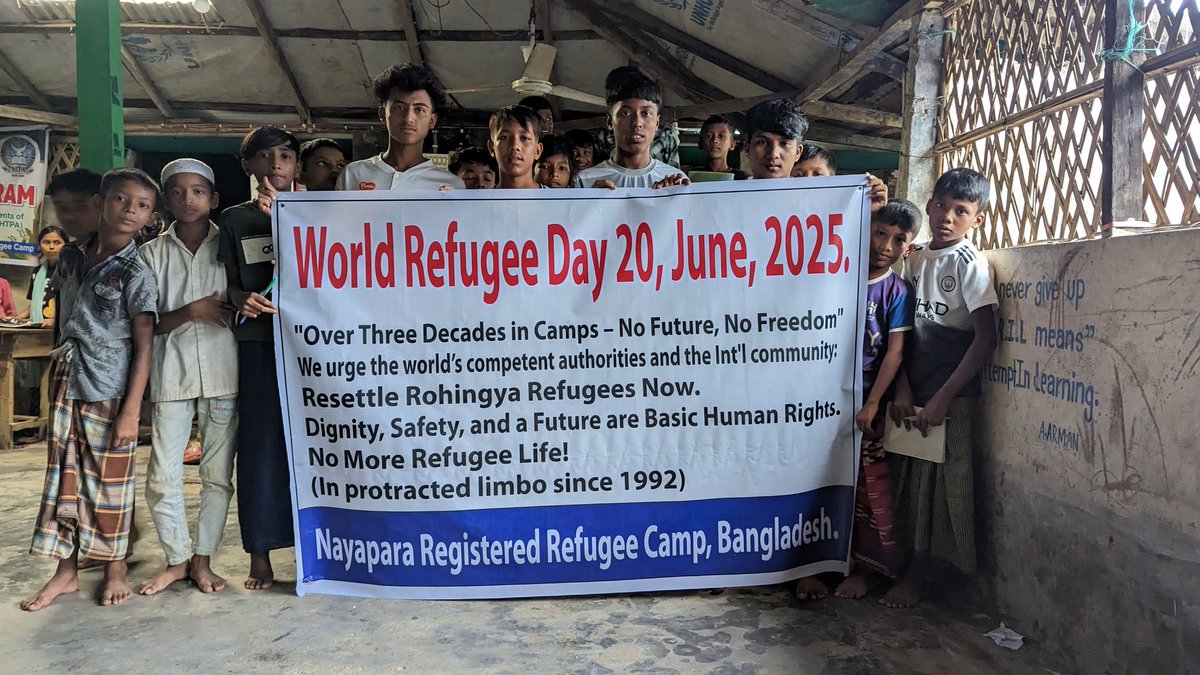 RRANforRohingya's tweet photo. Decades of Rohingya suffering prove humanity is selective at the global stage. UN, US, EU,ASEAN, OIC—why are millions of recognized refugees still trapped in limbo?Silence = complicity.We have been trapped since 1992 in camps in Bangladesh
#SolutionsNow
#UNGA #JusticeForRohingya https://t.co/EL4mG2FhXy