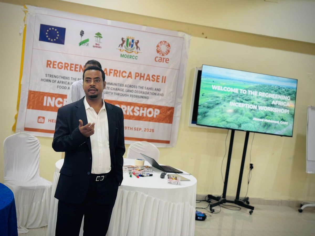 caresom's tweet photo. An Inception Workshop for the @EU_in_Somalia-funded Regreening Africa II project was held at Safari Hotel in Qardho town by @caresom. Key stakeholders including government, NGOs, communities, and partners validated site scoping and developed a 4 year plan for sustainable change. https://t.co/tjGKJj7JWb