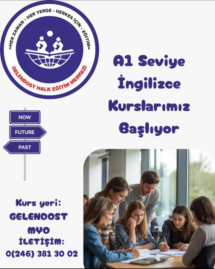 İngilizce A1 Seviyesi kurs kayıtlarımız başlamıştır. Kayıtlar  e-yaygin.meb.gov.tr den veya kurumumuza şahsen başvuru ile  yapılmaktadır. <a href="/GelendostK/">Gelendost Kaymakamlığı</a> 
<a href="/ArsoyMehmet09/">Mehmet Arsoy</a> 
<a href="/GelendostIlce/">Gelendost İlçe Milli Eğitim Müdürlüğü</a> 
<a href="/ayhankyrn/">Ayhan KAYIRAN</a>