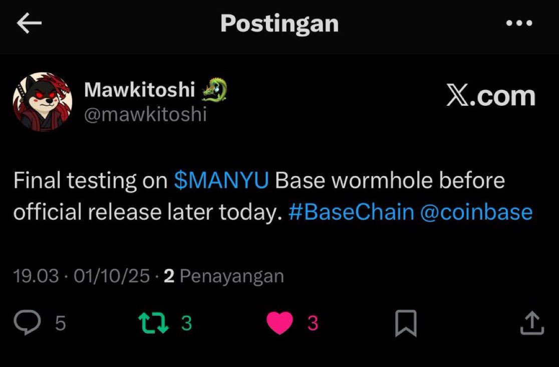 Can you see this, $Manyu going on $Base Chain today. The $Shib of this circle isn't playing