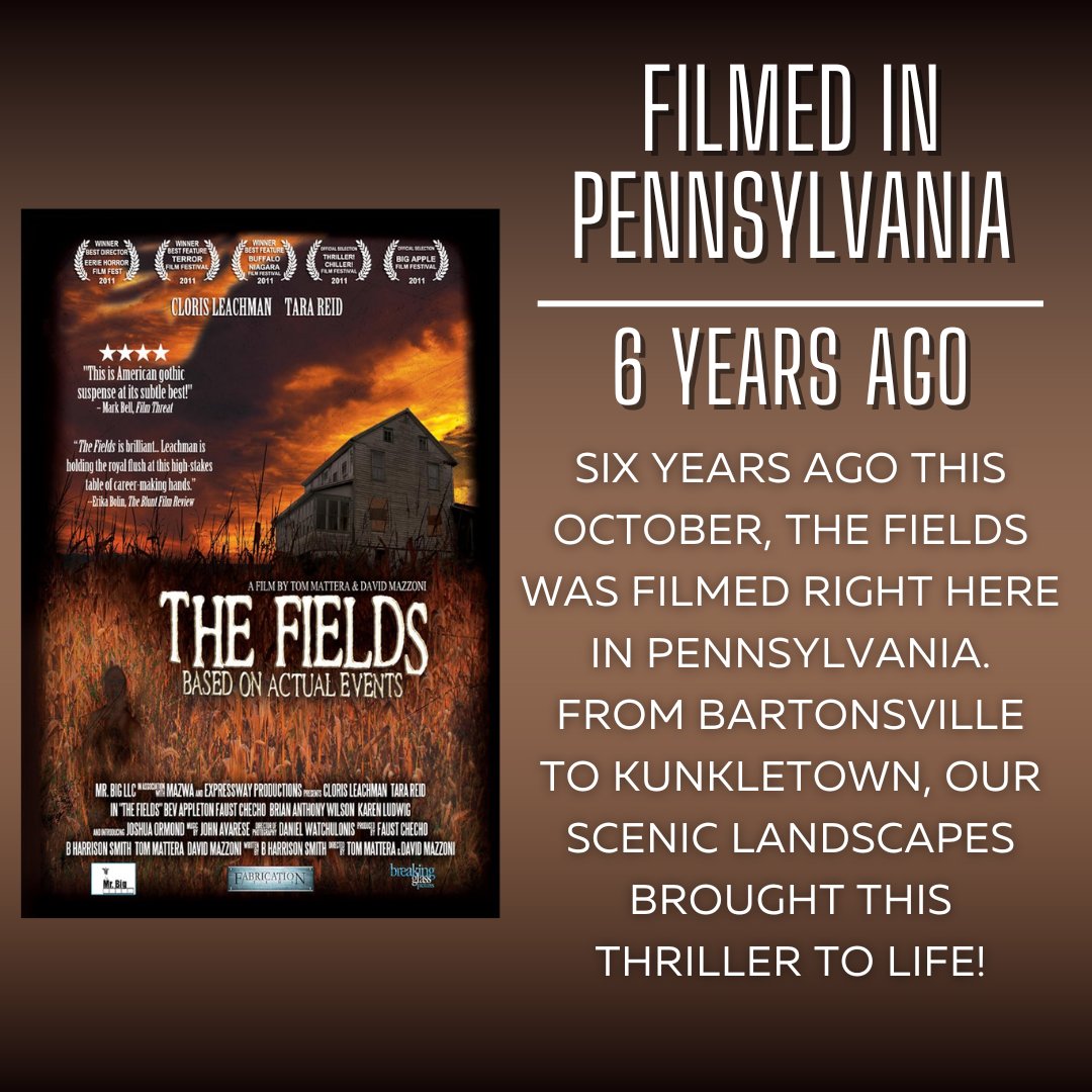 🎬 Throwback! The Fields—the thriller with Cloris Leachman &amp; Tara Reid—was filmed in the Pocono Mountains 6 years ago. 🍂 From Bartonsville to Kunkletown, PA’s landscapes made the perfect chilling backdrop!

#PAFilm #FilmInPA #TheFieldsFilm #PoconoMountains #MovieMagic