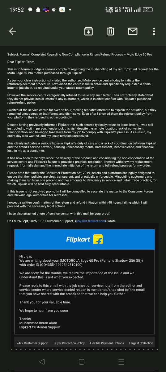 tigerradadiya's tweet photo. @flipkartsupport Pls go through it @flipkartsupport @Flipkart @jagograhakjago @DoC_GoI @AshwiniVaishnaw @JM_Scindia https://t.co/TjnO6JTEEw