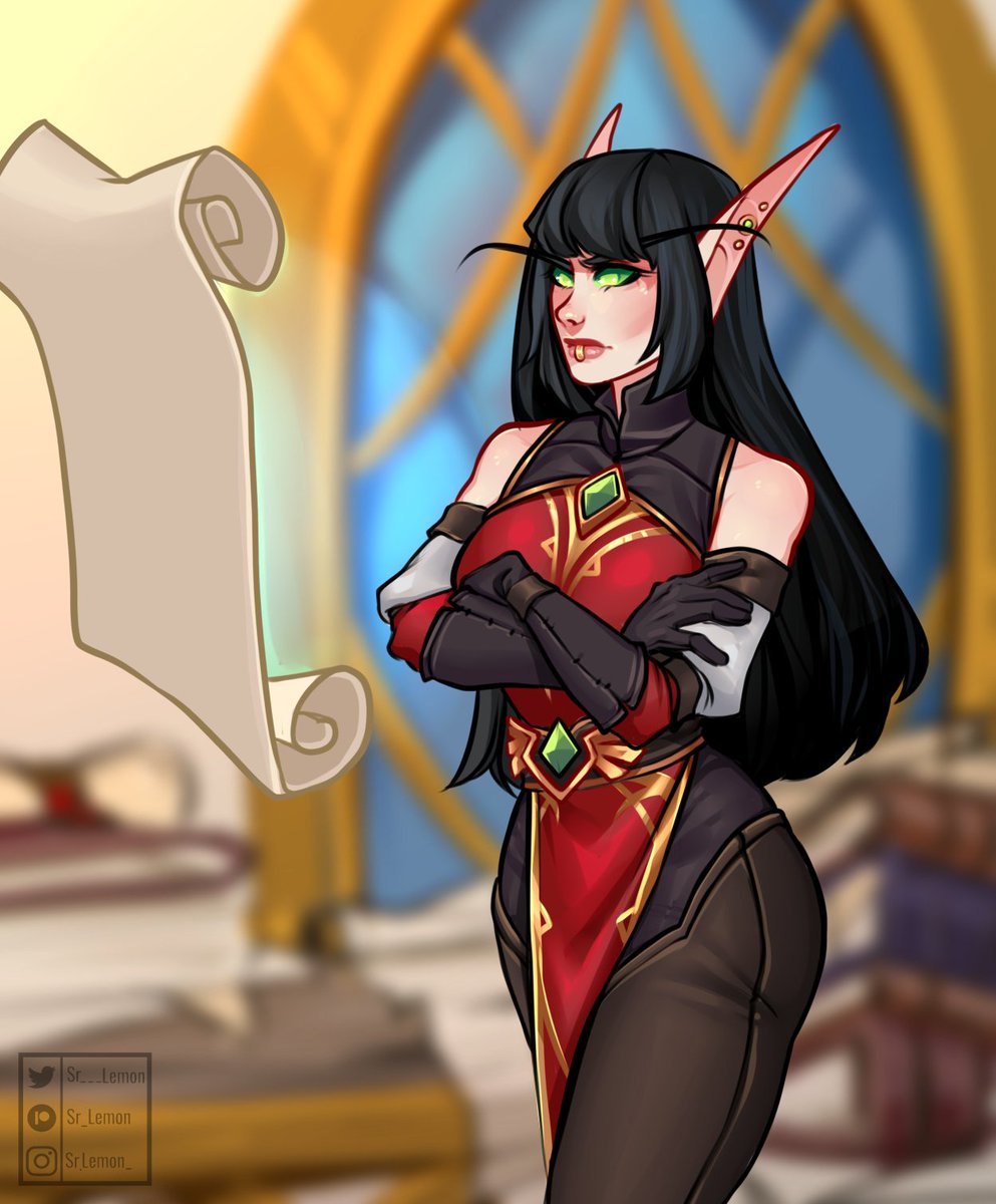 She'll eventually crack it ദ്ദി( •̀ ᴗ - ˵ ) 

#commission #wow #worldofwarcraft #sindorei #bloodelf #oc #originalcharacter #rp #roleplay #fantasy #elf #annoyed