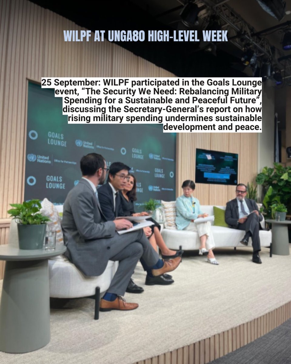 WILPF's tweet photo. During High-Level Week, WILPF joined key events advocating for reducing military spending and #MoveTheMoney, a two-way arms embargo and sanctions on Israel, nuclear abolition, and accountability for gender persecution and gender apartheid in Afghanistan. https://t.co/SWSHCgpv0z