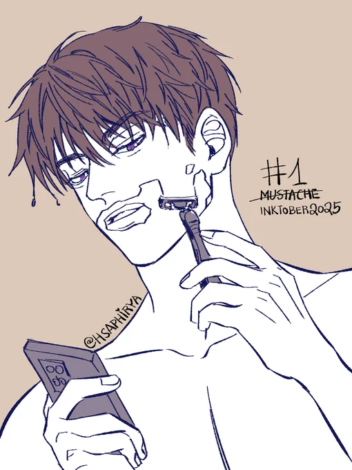No mustache for Caleb
#inktober2025day1 
#LoveandDeepspace 