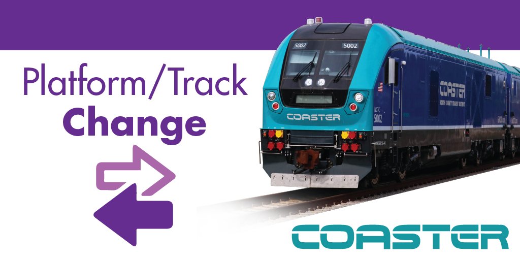 #COASTER625: Northbound COASTER 625 will depart from track 3 today at Santa Fe Depot at 8:20 am. #NCTDAlerts