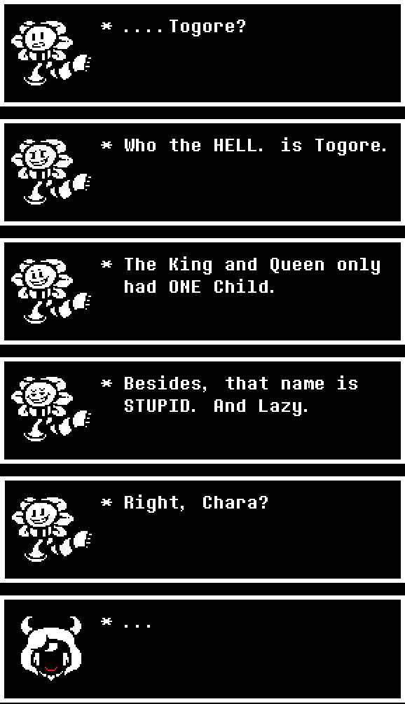 ModtaleR's tweet image. Tumblr Ask
"chara and flowey since you know about toriel and asgore do you  also know about their child togore dreemurr son of tutoriel and asgore  dreemurr brother to asriel dreemurr"
#undertale #undertaleAU #Togore #modtale
..Okay... "Flowey"