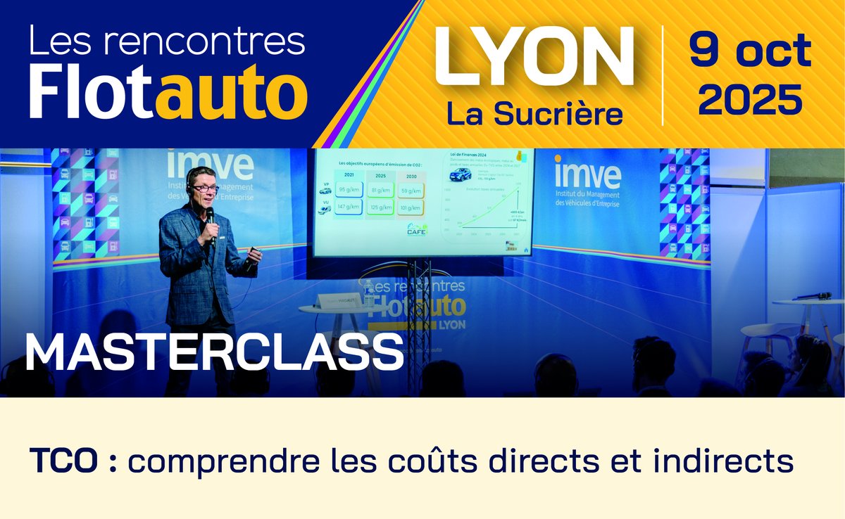 [🎓 MASTERCLASS FLOTAUTO]
TCO : comprendre les coûts directs et indirects

RDV le jeudi 9 octobre pour suivre la masterclass présentée par Mélodie ARENOU, formatrice de l’institut IMVE.

Infos et inscription 👉 zurl.co/Njfuq