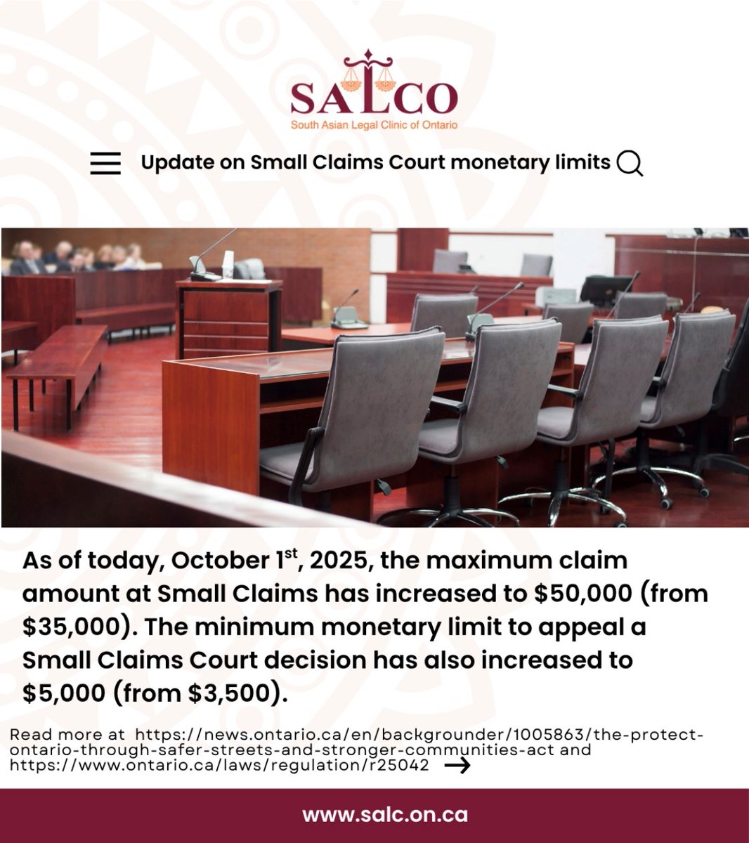 It may be possible to amend your Small Claims court claim or to transfer your claim from Superior Court to Small Claims Court. For free summary legal advice on civil litigation and navigating civil court, you can contact Probono Ontario at 1-855-255-7256.