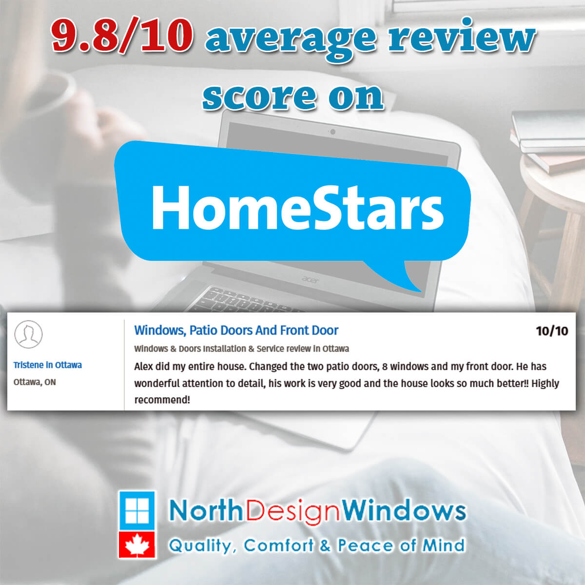 windows_north's tweet image. 🎉Another amazing 10/10 review on HomeStars!🎉 We’re incredibly thankful to Tristene for the kind words!

☎️Call 613-793-0894 to get your quote! Or visit northdesignwindows.ca/request-quote/

#windowsottawa #windowsreplacement #ottawalocal #fallspecial