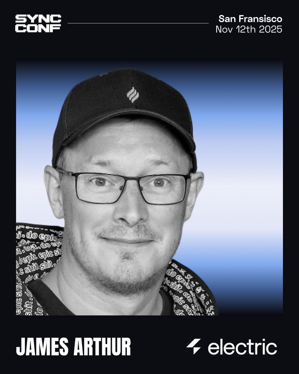 sync_conf's tweet image. James Arthur @thruflo is building @ElectricSQL, the sync engine behind @TanStack DB and @elixirphoenix. At Sync Conf 2025, he’ll kick things off with an intro on why sync matters for AI apps and agentic systems, including a demo of sync-based software in action.