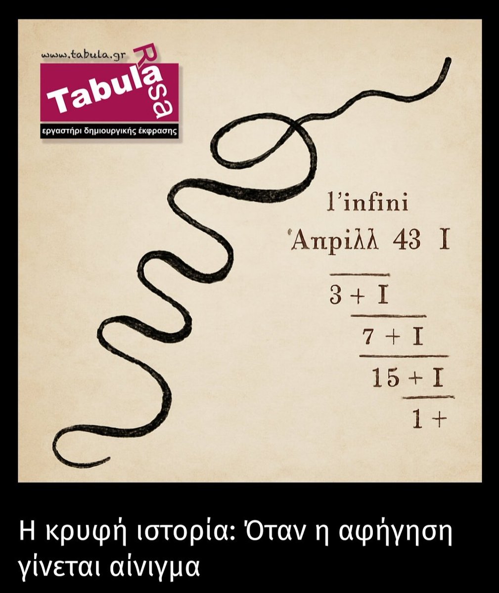 ✨ Η μαγεία της λογοτεχνίας αρχίζει εκεί που τελειώνει το προφανές...

Τι γίνεται όταν ένα κείμενο δεν λέει όσα δείχνει; 

🌀 Περιορισμενες θέσεις. Κάνε την εγγραφή σου τώρα!
👫 Παρακολούθηση δια ζώσης &amp; εξ αποστάσεως.
☎️ 2130024291 - 6971970971

tabula.gr/seminars/categ…