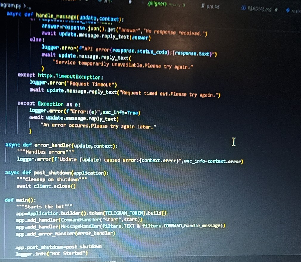 OpeyemiBolatit1's tweet image. Yesterday was a rest day, but I couldn’t resist some research. Trying to get my FastAPI backend talking to my Telegram bot for testing.
#FastAPI 
#AI 
 #BackendDevelopment
#Python 
 #Coding
#LangChain
#buildinpublic