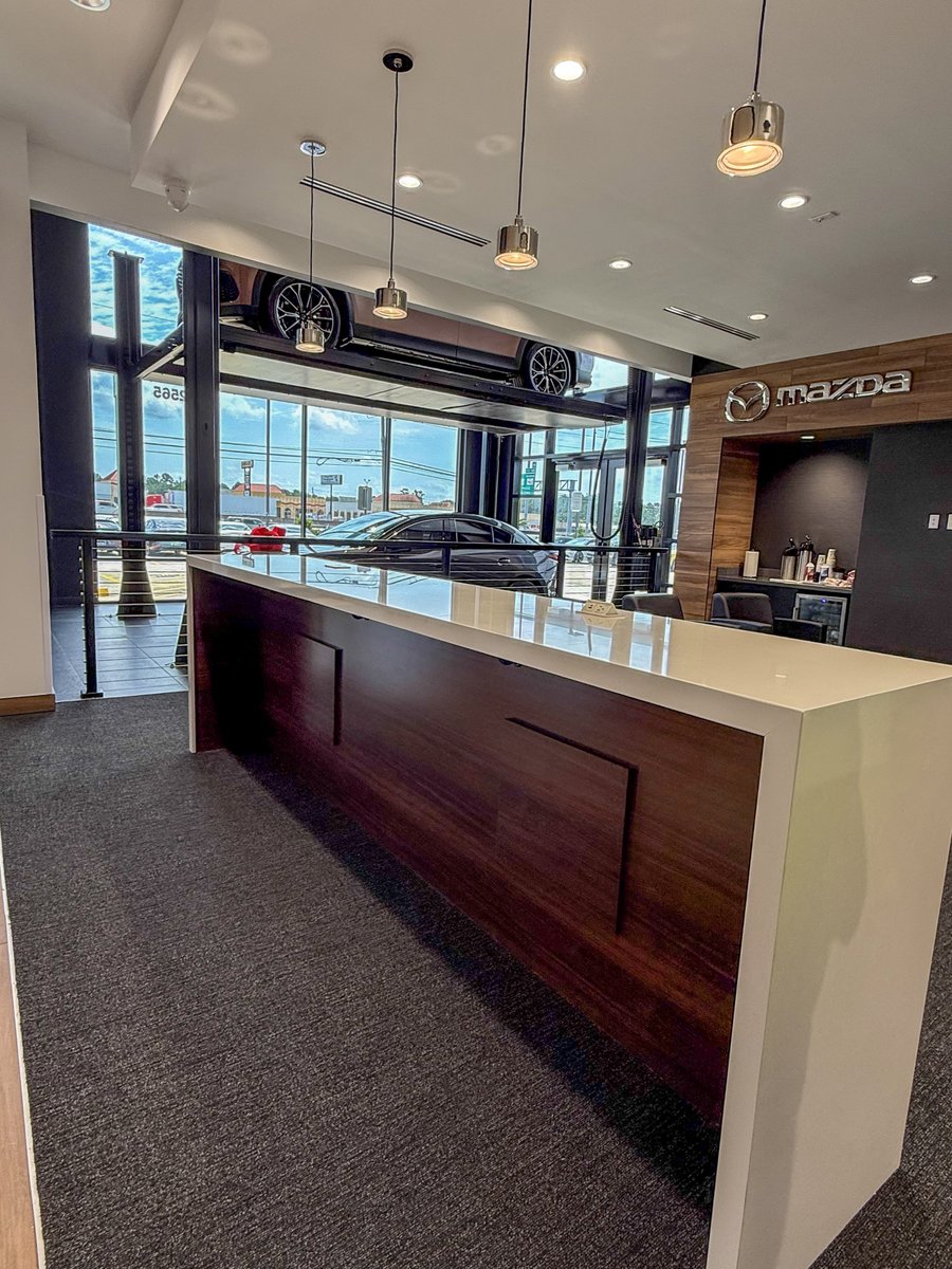 2rmillwork's tweet photo. Parkway Mazda has the cars 🚗✨ … we gave them the space to shine.

From sleek desks to polished displays, our millwork helps set the stage for every test drive.

#Millwork #DesignMatters #Houston https://t.co/iXyKQINCvv