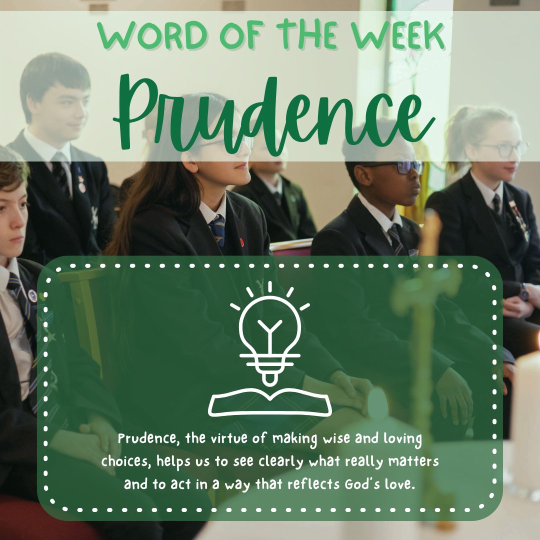 ✨ Word of the Week: Prudence ✨
Prudence means making wise, loving choices that reflect God’s love. 💛
This week, pause and ask: “What would Jesus do?” Even small actions—kind words, helping at home, or listening in class—can show love and make a difference.