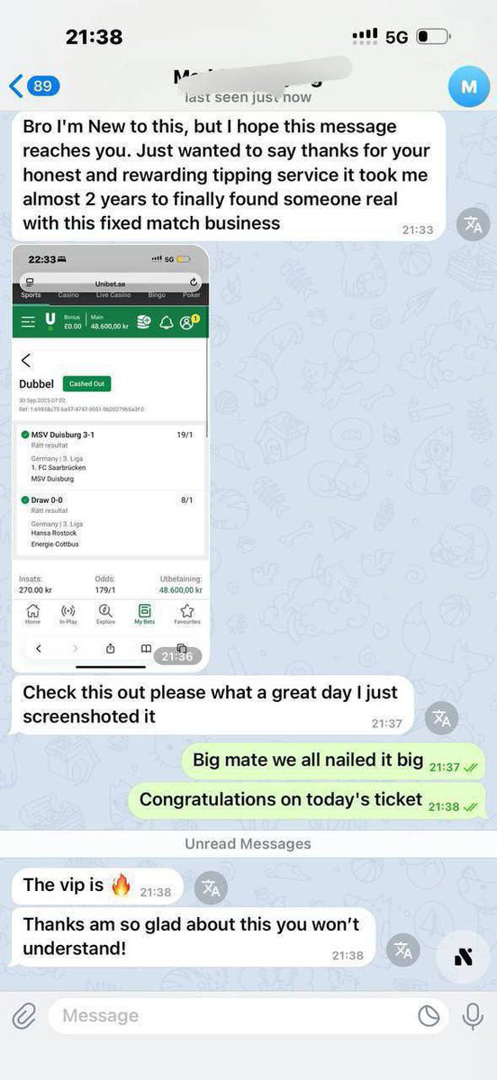 HAPPY CLIENT  🔥❤️✅

👋👍If you can't trust me then you can’t find someone better than me 🎉Congratulations To All Other Clients And Thank You For The Trust all, Play With The Best 🎉🤝

Message me for more details on next fixed t.me/+U3R0zpf2GQhkM…
t.me/+U3R0zpf2GQhkM…