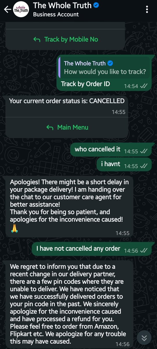 call2kk's tweet photo. Ordered @wholetruthfood protein powder waited patiently for a 10days only to suddenly get a cancellation message

Asked me to reorder from @amazonIN, so I did Ordered Strawberry flavor. Guess what got delivered? Mango. And to top it off, my mom already opened it ☹️
@twitellectual https://t.co/nH08fmkFsD
