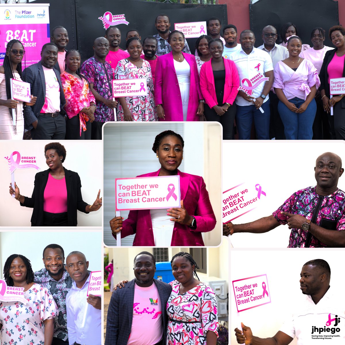 JhpiegoGhana's tweet photo. With support from the #PfizerFoundation, @jhpiego joins the global movement to raise awareness and take action against breast cancer.
Early detection saves lives. Let’s BEAT Breast Cancer together!
#BreastCancerAwareness #HealthForAll https://t.co/Fv003VyUUj