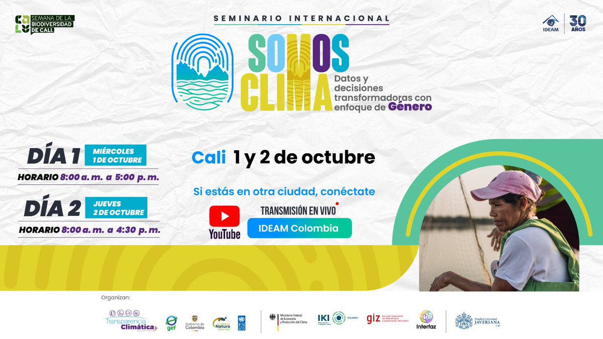 IDEAMColombia's tweet image. Ya estamos en vivo con el Seminario Internacional SOMOS CLIMA: Datos y decisiones transformadoras con enfoque de género.
Conéctate ahora.

👉 Ingresa aquí: youtube.com/watch?v=JqHJPB…
📲 Participa con el hashtag #DatosQueTransforman