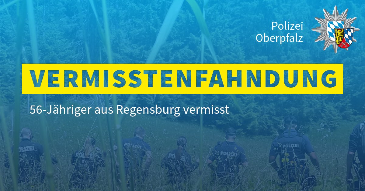 Seit dem 28.09.2025 wird ein 56-Jähriger aus Regensburg vermisst.

Ein Beschreibung samt Foto des Vermissten findet ihr hier:

polizei.bayern.de/fahndung/perso…

Unsere Kollegen der PI Regensburg Süd bitten unter der ☎️ 0941/506-2001 oder am Polizeinotruf 110 um eure Mithilfe.