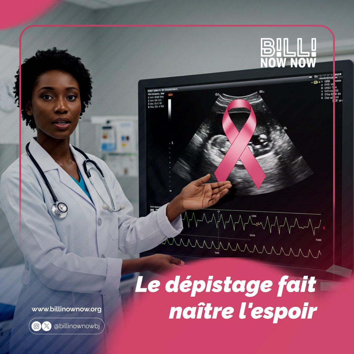 👩🏾‍⚕️ Comme une échographie qui dévoile un battement de cœur🩷,
le dépistage des seins dévoile un avenir sauvé.

Faisons du dépistage un réflexe.
Parce que détecter tôt, c’est déjà donner naissance à l’espoir. 🌸

#OctobreRose #SantéDesFemmes #Billi229 #IAmBrave