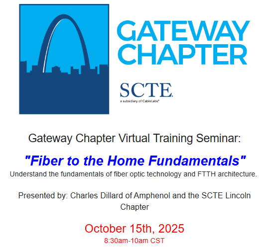 SCTEGatewayCh's tweet photo. 2 Week Notice SCTE Gateway Chapter October 15th, 2025, Virtual Training Session - https://t.co/dN1i7mwa9A https://t.co/r5F1RCW49o