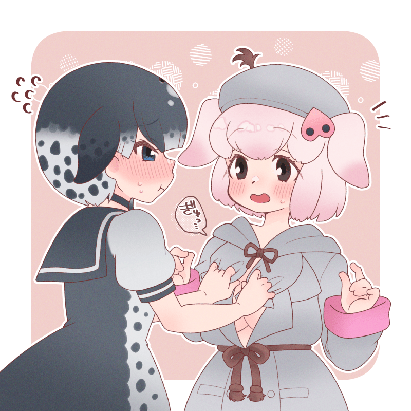 ブタちゃんの大胆な胸元を自分以外に見せたくないイッカクちゃん💝