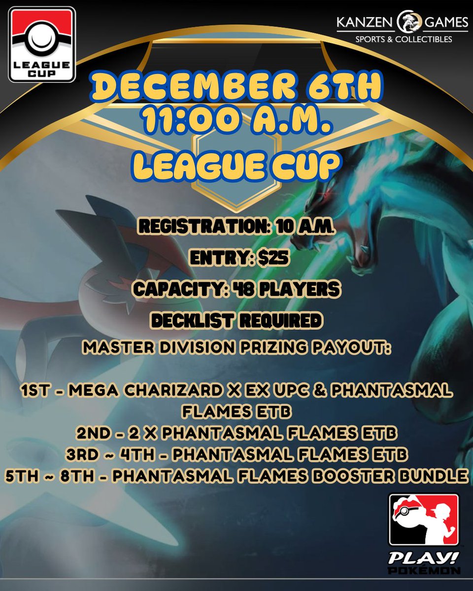 Our Q2 schedule (Oct to Dec) for Cup and Challenges are as following. Sign up early to reserve a spot!

kanzengames.com/pages/weekly-e…