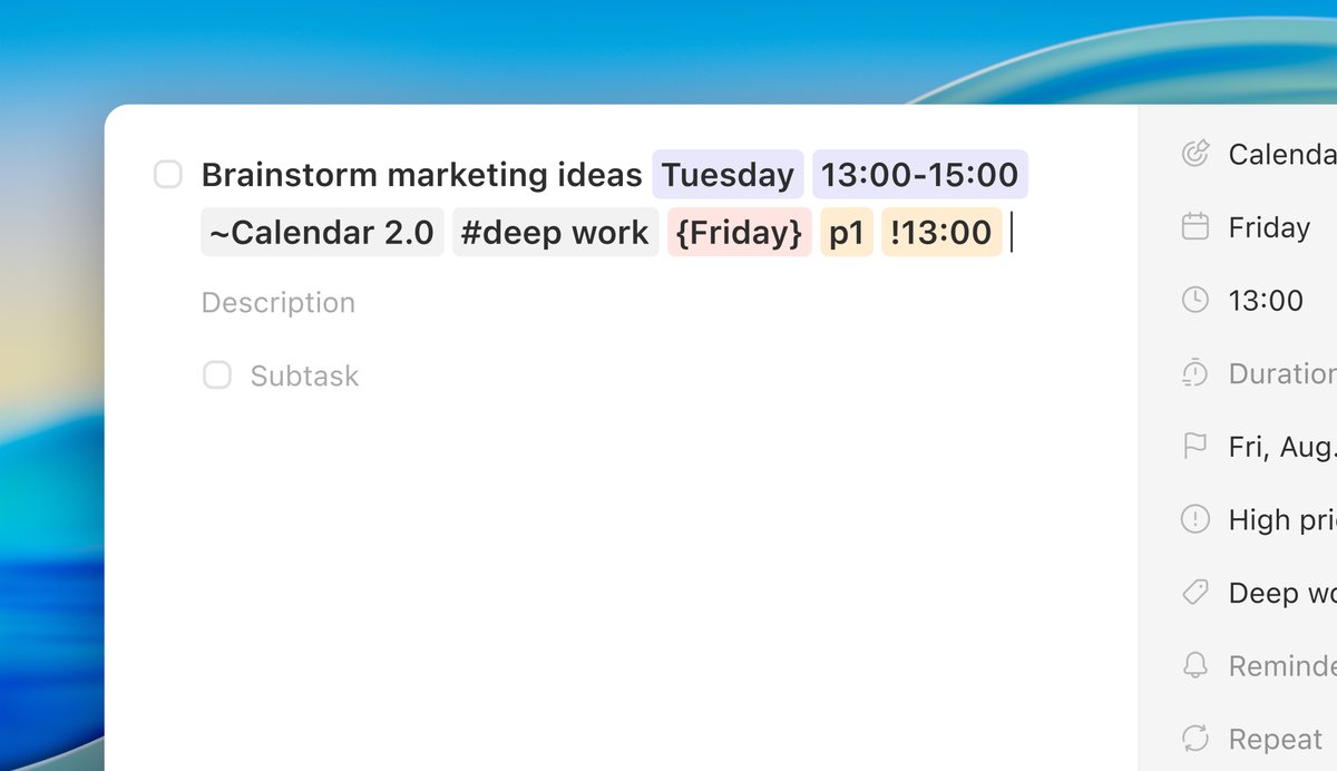 Griply_App's tweet photo. Creating tasks in Griply just got way faster! We just launched Natural Language Input &amp; Task Smart Recognition.

From now on, you can type your tasks in plain language and Griply will recognize dates, times, priorities, goals, tags, reminders, repeat schedules, and more... https://t.co/0uhj01NYtz