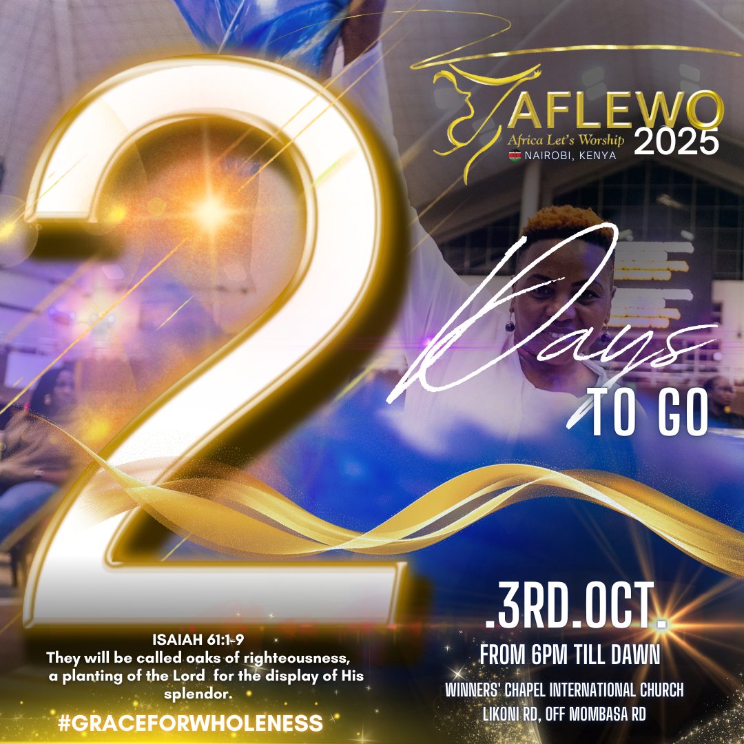 ProtijManuu's tweet photo. AFLEWO Nairobi 2025 is here! 🎉 Join thousands across Africa in a night of worship, prayer &amp; divine exchange. This year’s theme is Grace for Wholeness. Expect healing, restoration &amp; revival as we gather as one Church, one Body, one Voice. #AFLEWO2025 
@AFLEWO https://t.co/zFMw5UnJU8