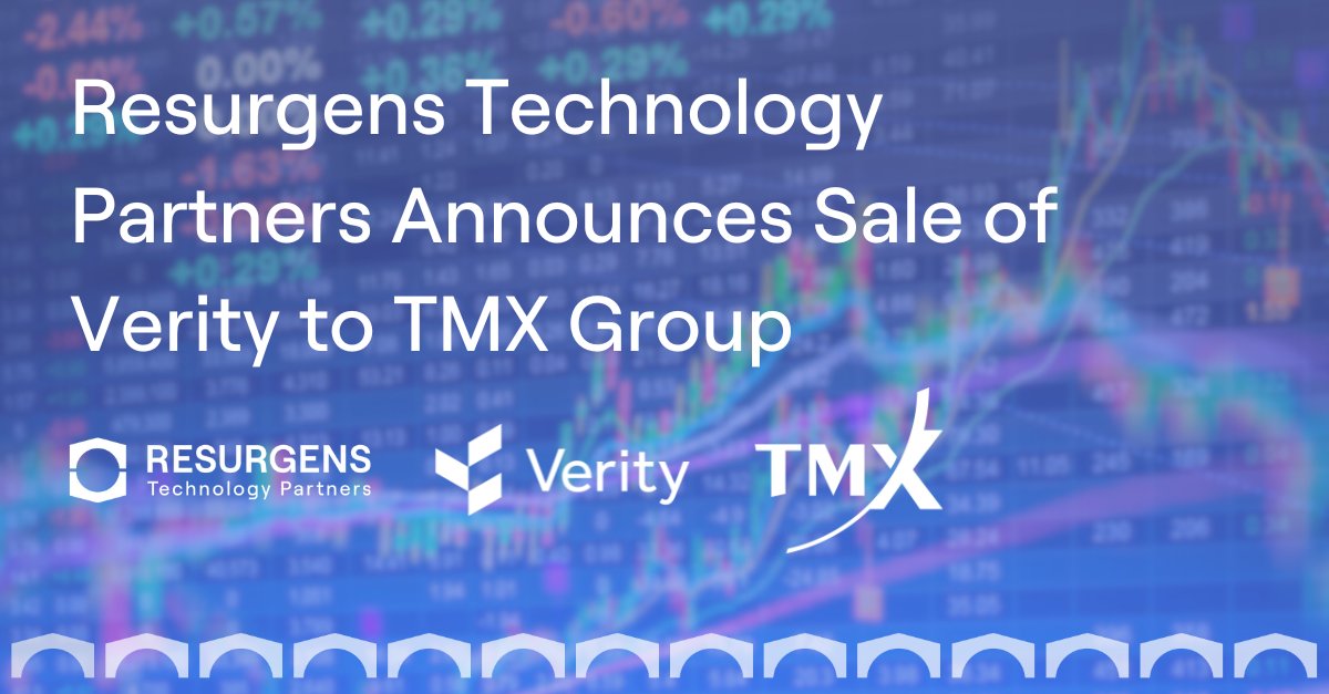 We are excited to announce the sale of our portfolio company <a href="/VerityPlatform/">Verity</a> to <a href="/TMXGroup/">TMX Group</a>. — resurgenstech.com/news/resurgens… #privateequity #investment #software