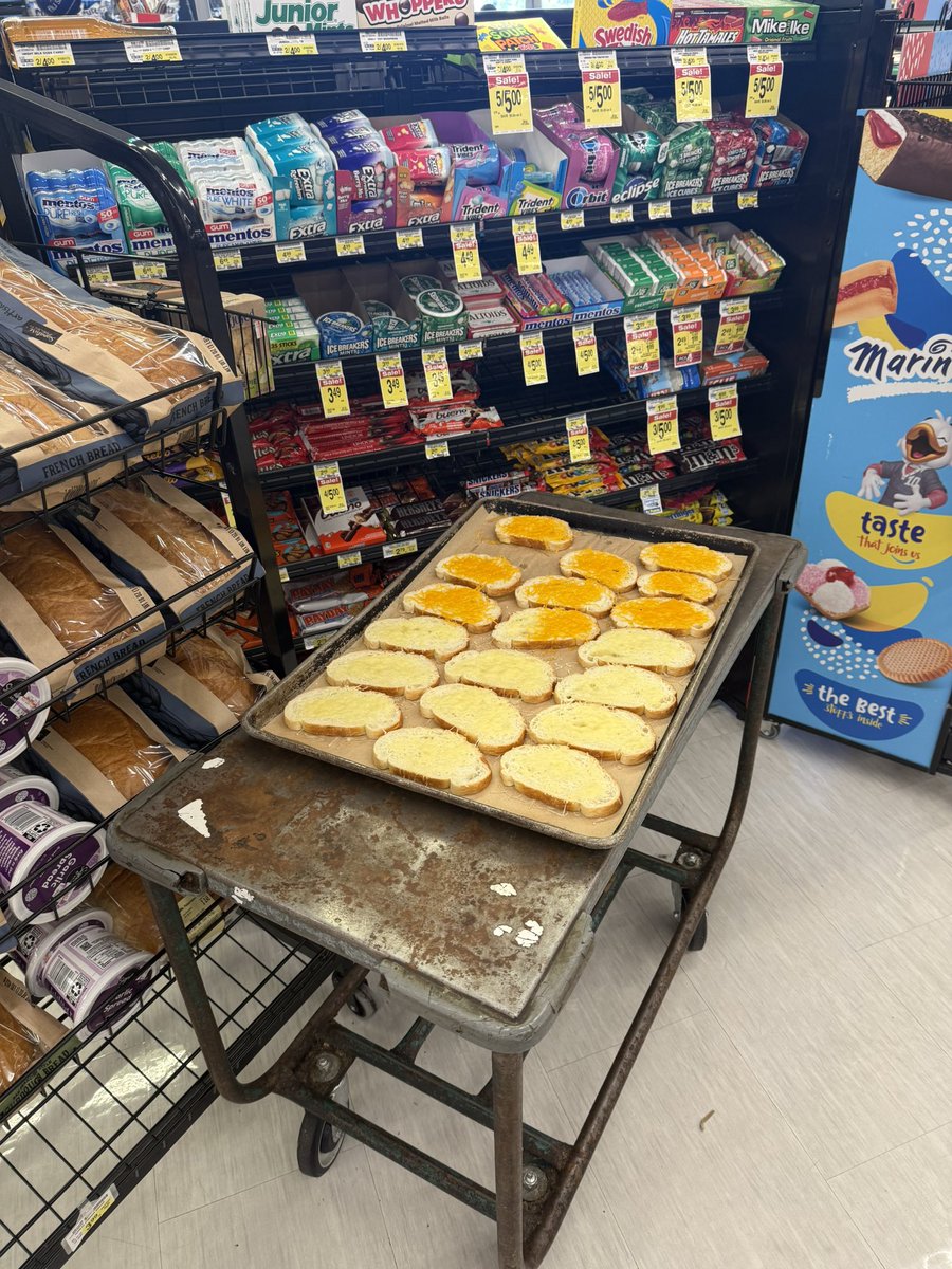 My grocery store provides these cheese toasts free of charge and without explanation several times a week