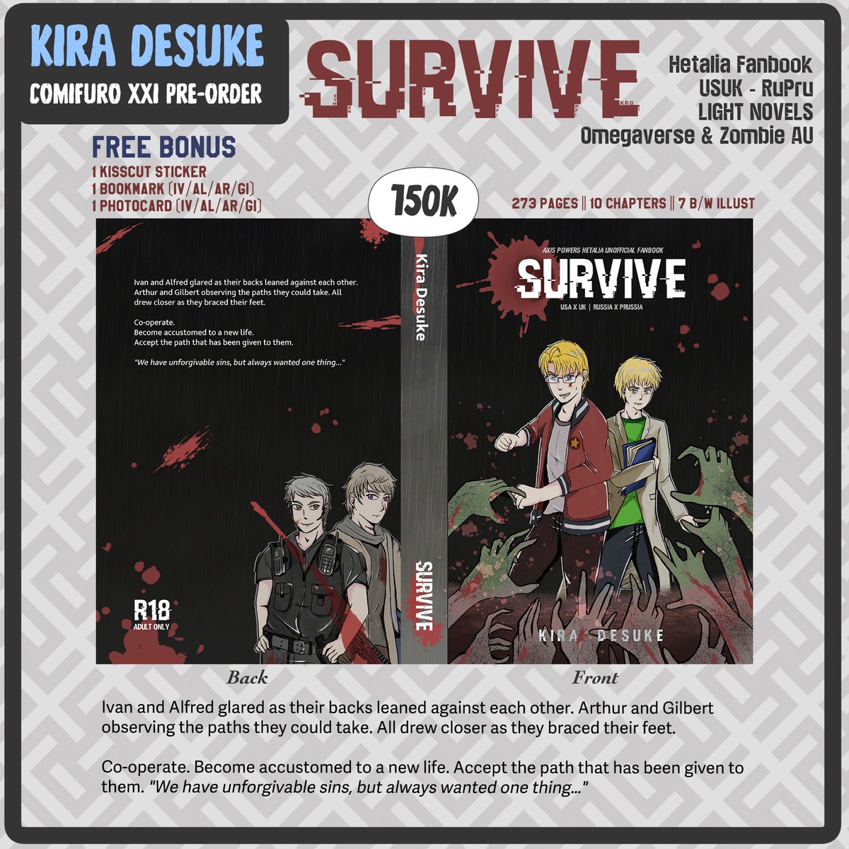 kiradesuke's tweet photo. RE-RUN SURVIVE SERIES! 

🔗 Link: https://t.co/SsZlD19QHu [COMIFURO 21 - XXI]

#CF21 #cf21catalogue #CFXXI #cf21catalog #hetalia #usuk #rupru https://t.co/n0ilppxx6W