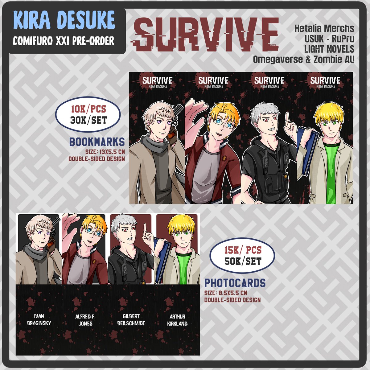 kiradesuke's tweet photo. RE-RUN SURVIVE SERIES! 

🔗 Link: https://t.co/SsZlD19QHu [COMIFURO 21 - XXI]

#CF21 #cf21catalogue #CFXXI #cf21catalog #hetalia #usuk #rupru https://t.co/n0ilppxx6W