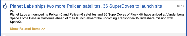 TedHZhang's tweet photo. Text book Episodic Pivot on $PL after earnings securing the label of a 'swan'. You wish all EPs acted like this.

Today Planet Labs announced its Pelican-5 and Pelican-6 satellites and 36 SuperDoves of Flock 4H have arrived at Vandenberg Space Force Base in California ahead of their launch aboard the upcoming Transporter-15 Rideshare mission with SpaceX.

Previous 'swans' $SEZL $DAVE $SMCI
