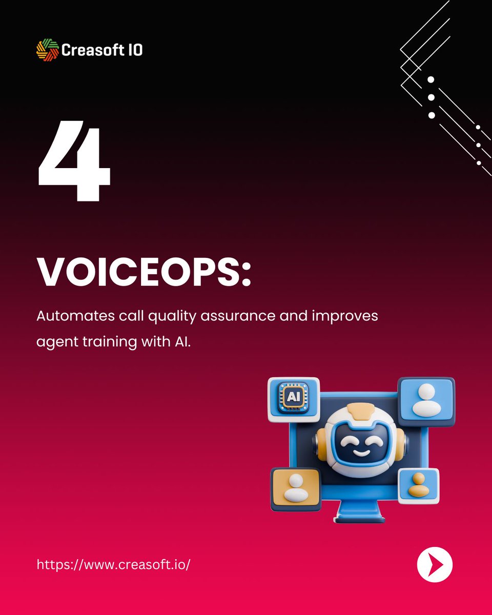 creasoftio's tweet photo. 4️⃣ VOICEOPS — Automates QA &amp; agent training.

5️⃣ OUTREACH — Automates calls and follow-ups. When your systems are separate, you sacrifice efficiency. The problem: You need a unified system built around your specific sales processes, not five separate platforms https://t.co/JbmNKQG7uq