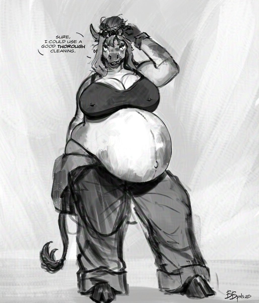 Lienna, like everyone, needs a way to decompress after a hard day's work. 🐮 #sketch